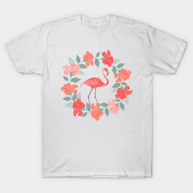 Floral flamingo T-Shirt by olgart